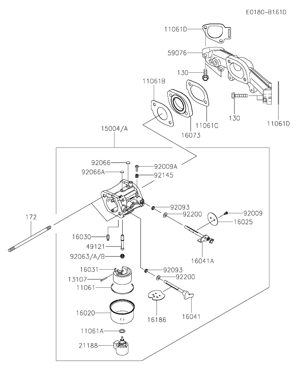 Carburetor Diagram and Parts List for FR730V-HS05  Cub Cadet Lawn Tractor